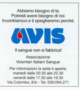 Inserzione di AVIS Seriate sulla Voce di settembre 2026