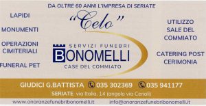 Inserzione di Onoranze Funebri Bonomelli — “Celo” sulla Voce di settembre 2026