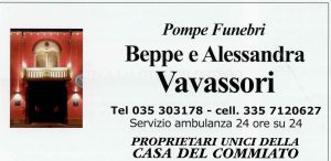 Inserzione di Pompe Funebri Beppe e Alessandra Vavassori sulla Voce di settembre 2026